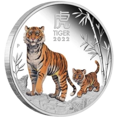 Fine Silver Coin Coloured Tiger 2022 2oz