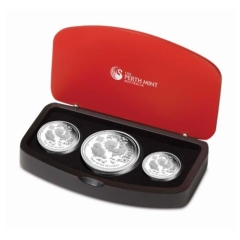 Fine Silver Coin Lunar 3 Coin Proof Set Rooster 2017