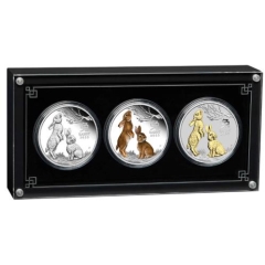 Fine Silver Coin Lunar 3 Coin Proof Set Rabbit 2023