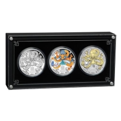 Fine Silver Coin Lunar 3 Coin Proof Set Dragon 2024