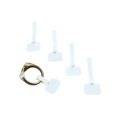 Ring Tag Single End Rectangle White